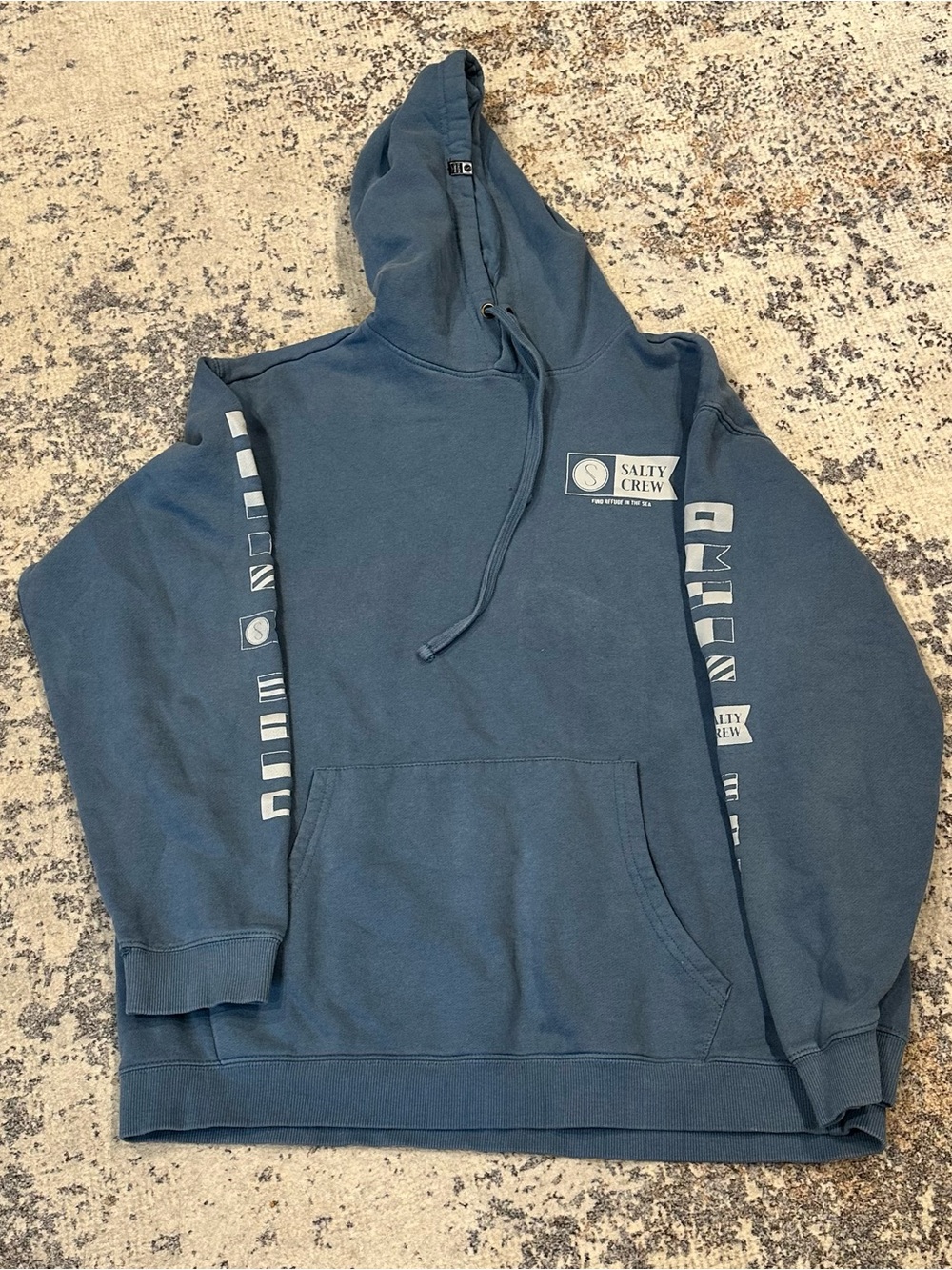 EUC Salty Crew Men's Blue Logo Hoodie—Large